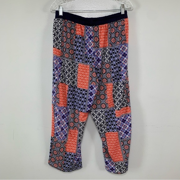 Cuddle Duds Coral/Blue Patchwork Soft Lounge Pants W/ Drawstring Size M - Picture 4 of 4